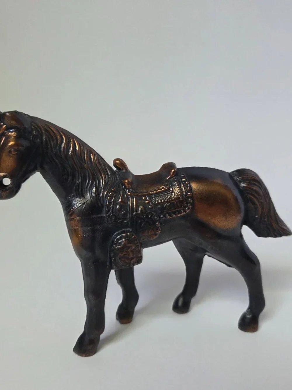 Vintage Mid Century Copper Finish Metal Western Horse Figurine Carnival Prize